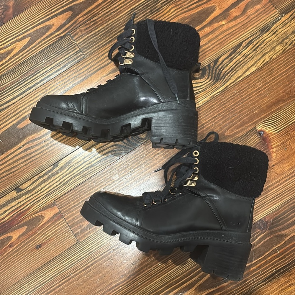 Women's Black Lace-Up Boots
